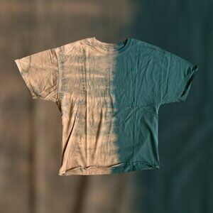 2010's XL Champion basic logo forrest green 50/50 reverse dye t shirt retro